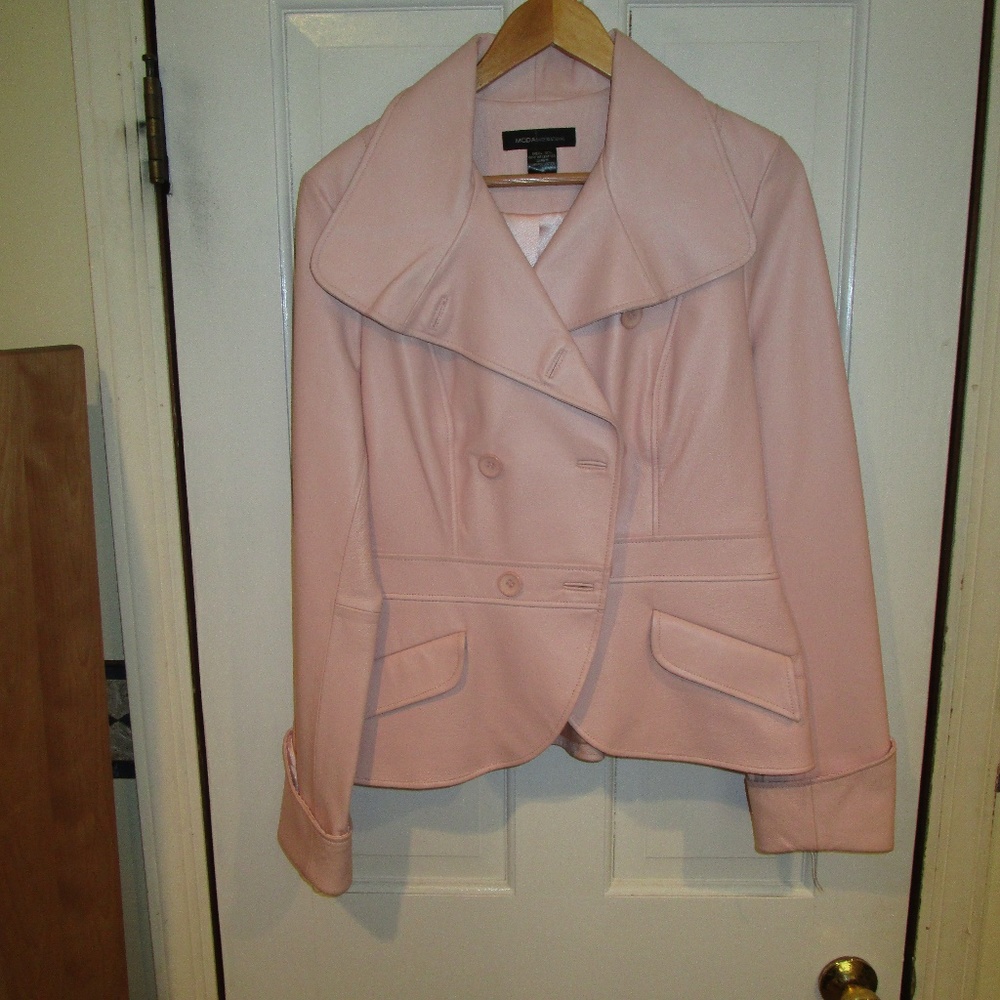 MODA INTERNATIONAL  Rose Pink Leather Jacket M